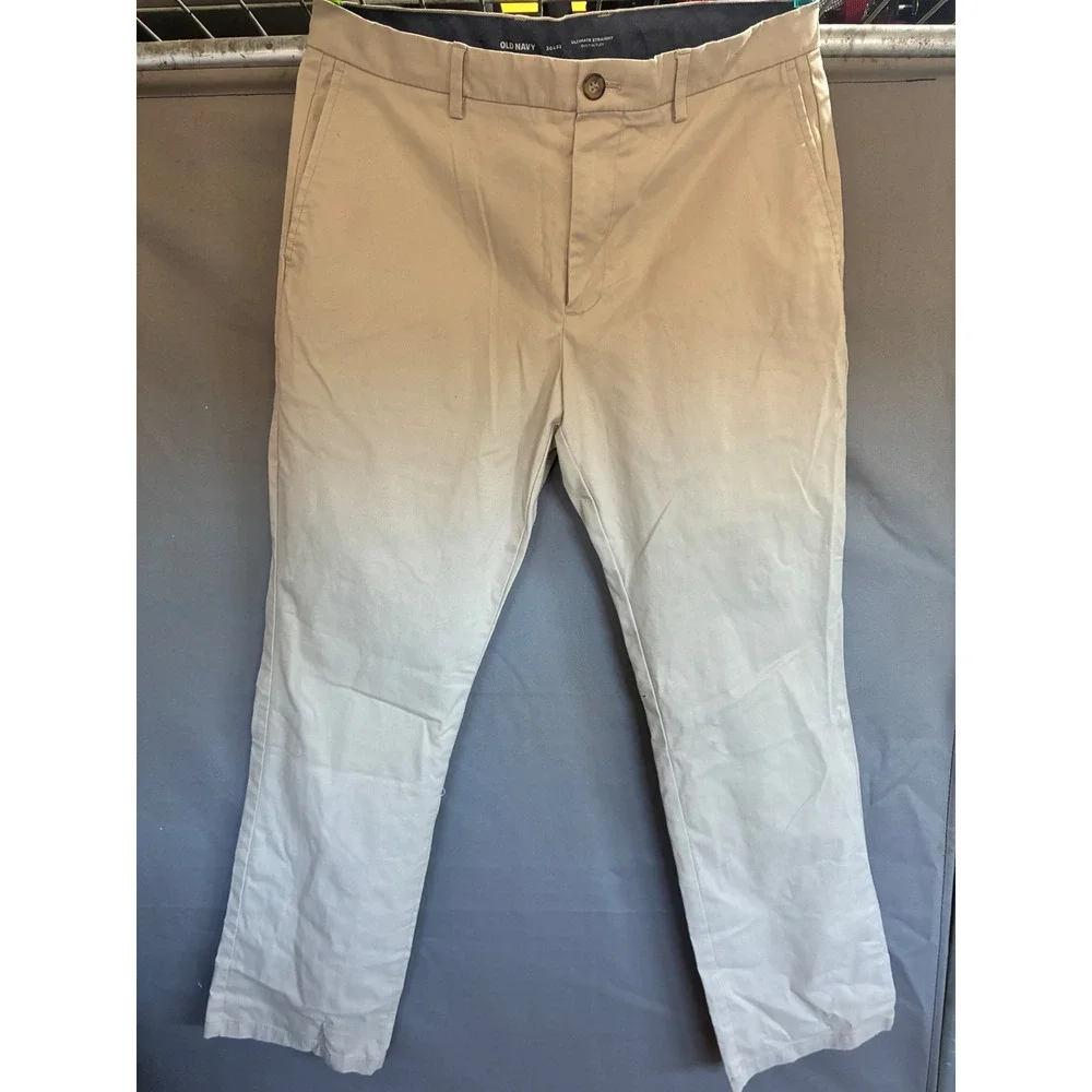 Old Navy Mens Ultimate Straight Built-In Flex Khaki Chino Pants Tan 36x32